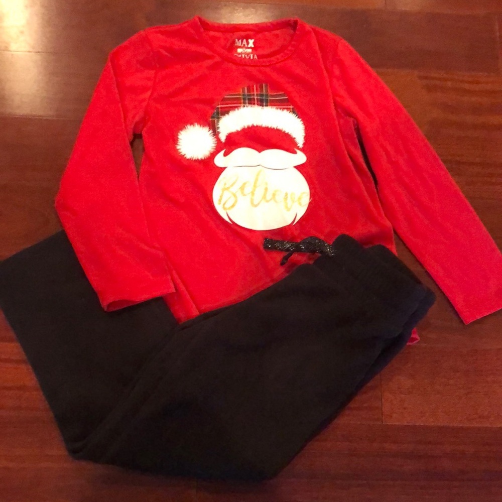 Girls Christmas Santa top and pants bundle set